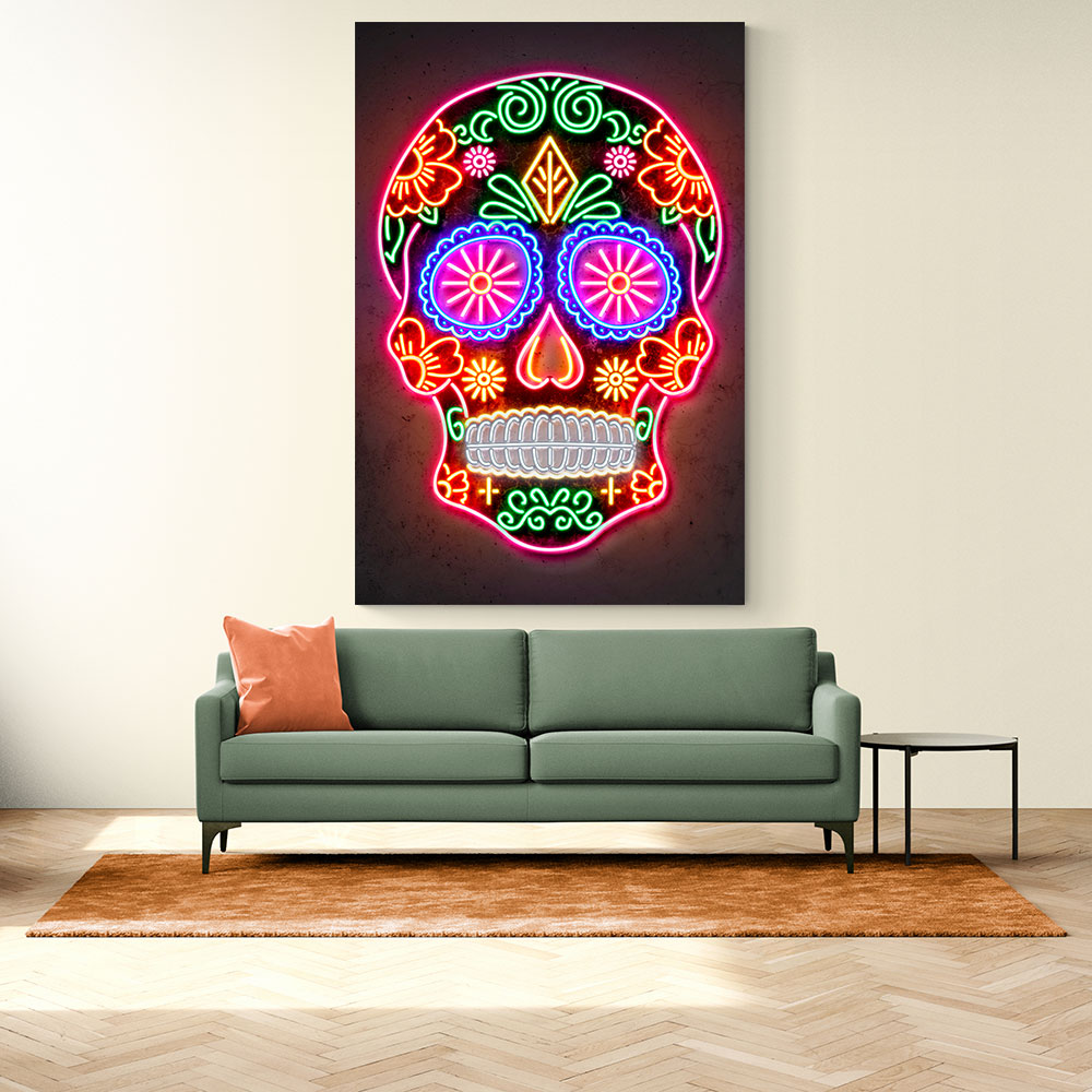 Day of the Dead Skull Neon