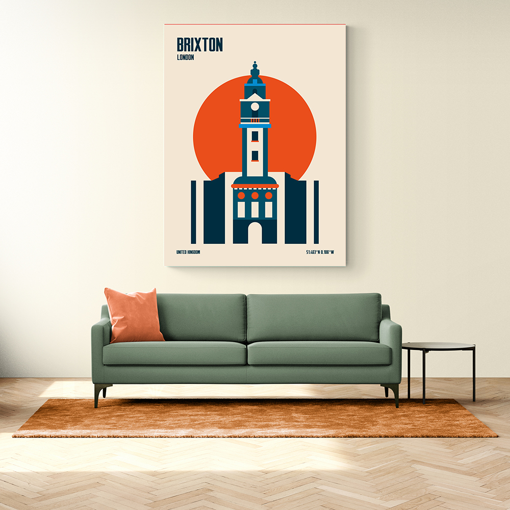 Brixton Tower Retro Travel Print