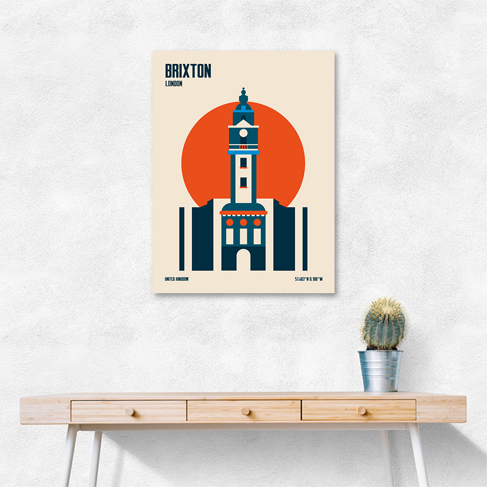 Brixton Tower Retro Travel Print