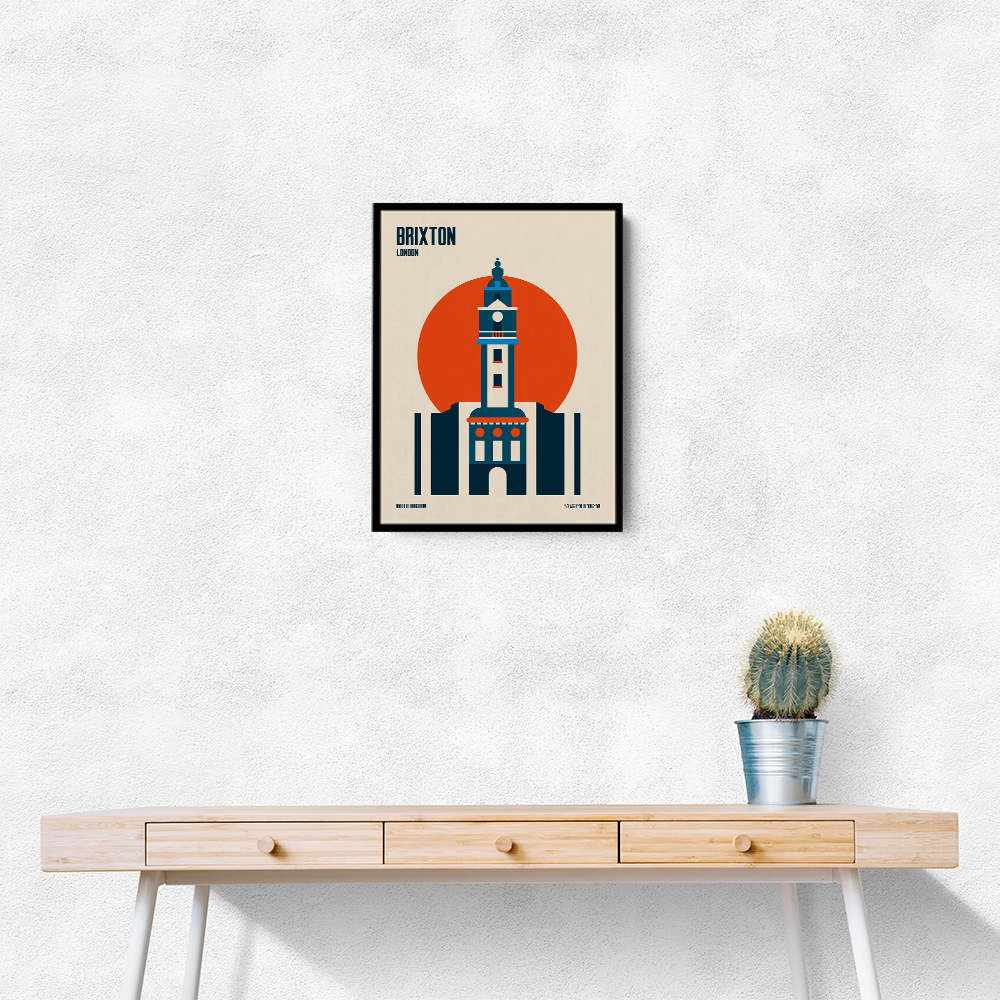 Brixton Tower Retro Travel Print