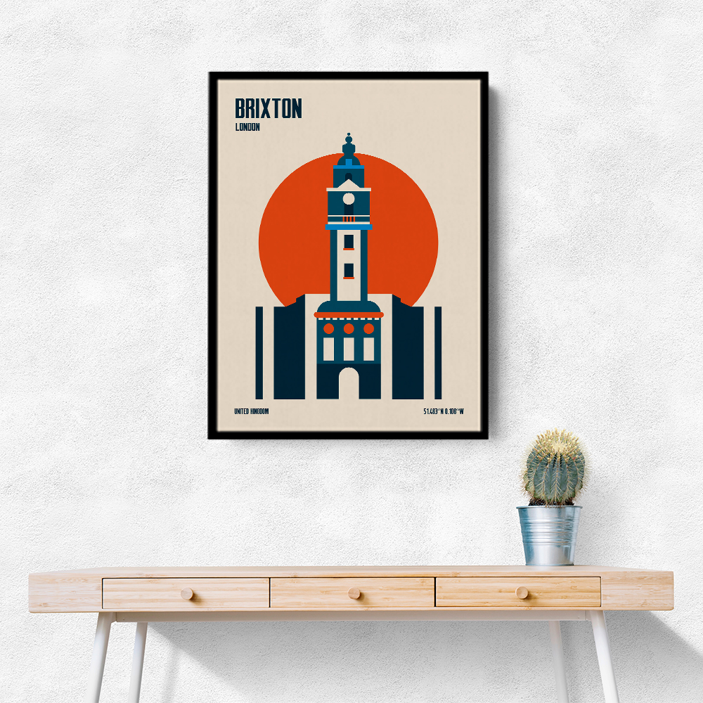 Brixton Tower Retro Travel Print