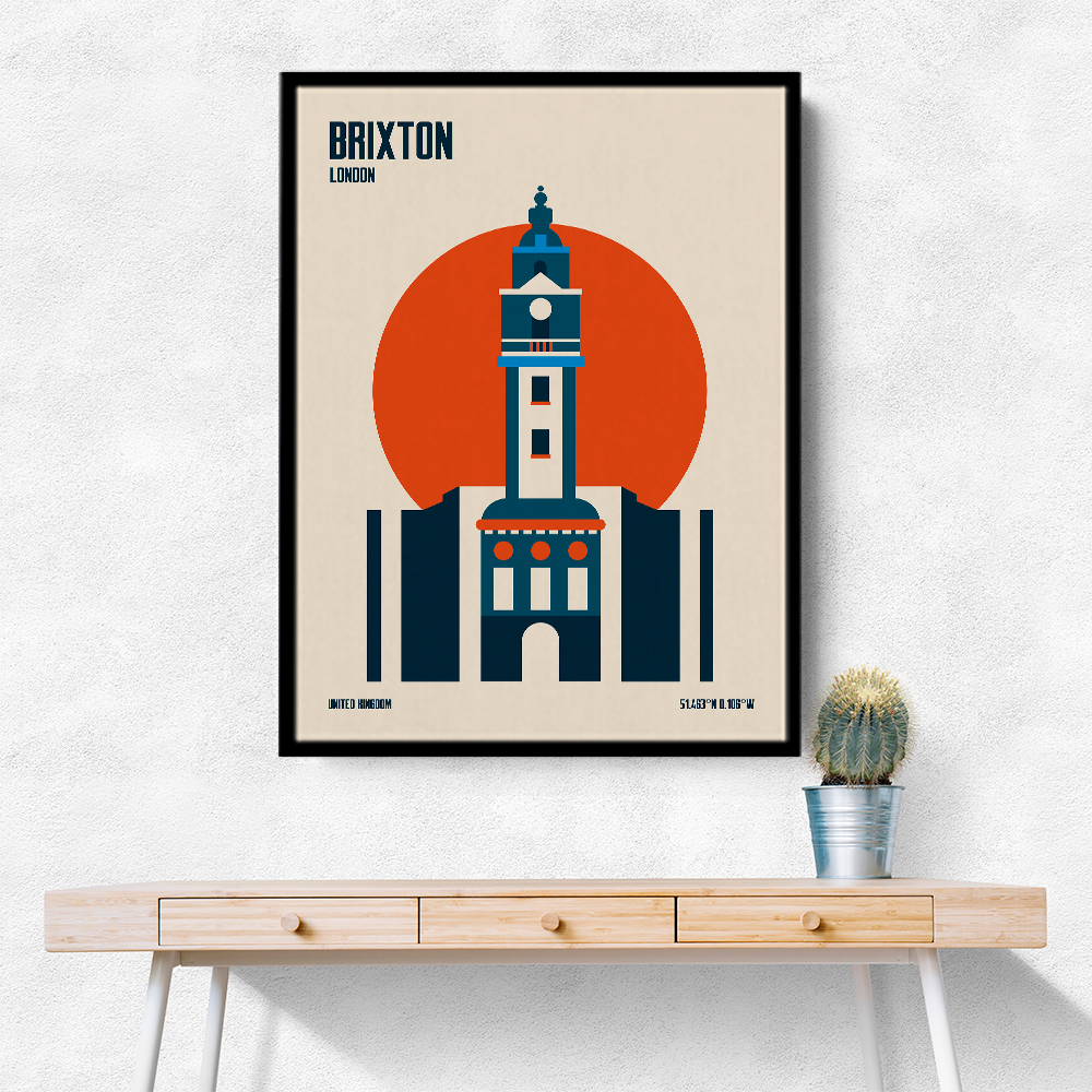 Brixton Tower Retro Travel Print