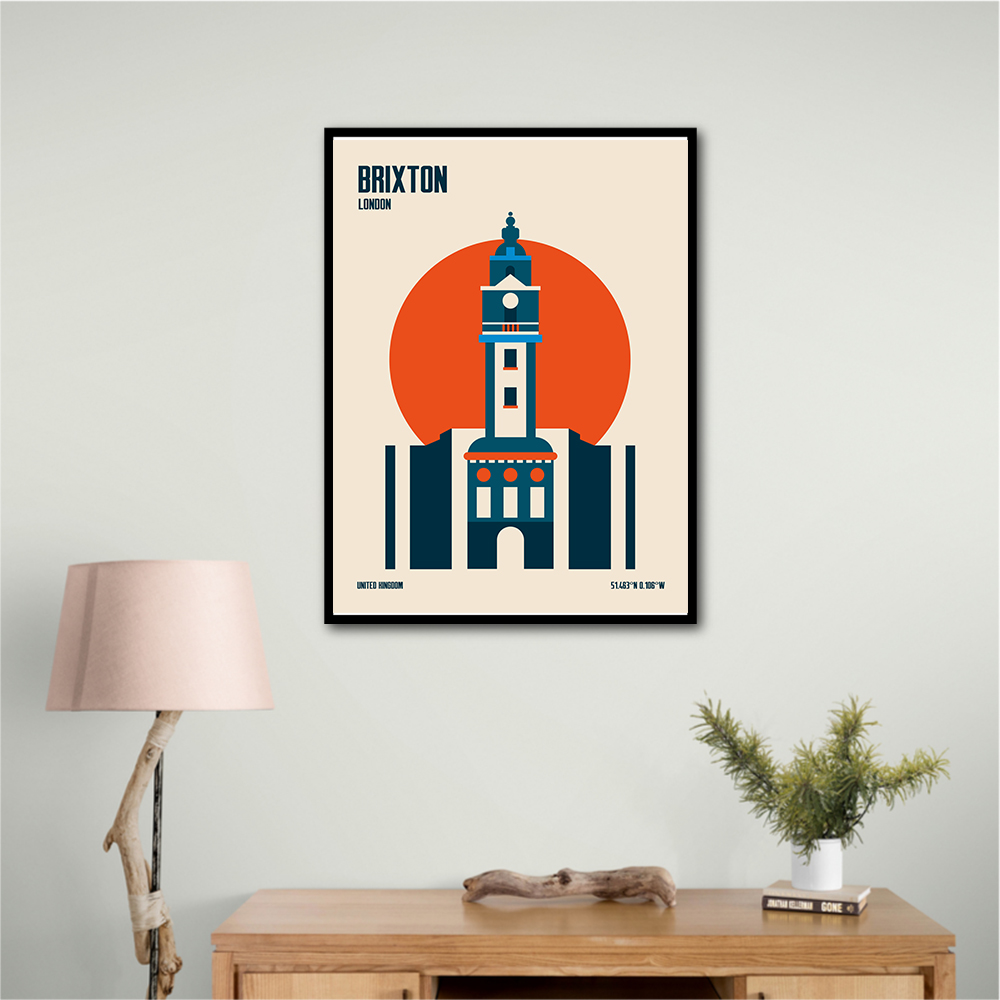 Brixton Tower Retro Travel Print