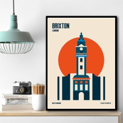 Brixton Tower Retro Travel Print