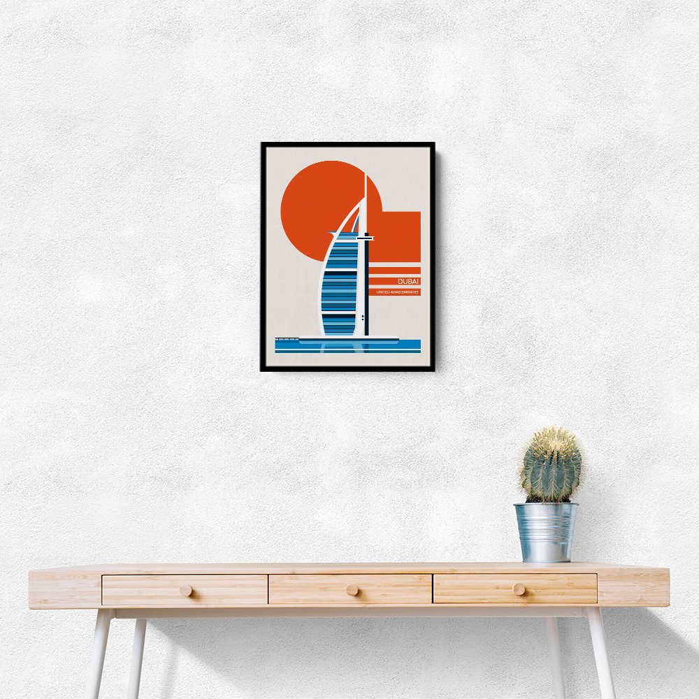 Dubai Burj Al Arab Minimalist Retro Travel Print