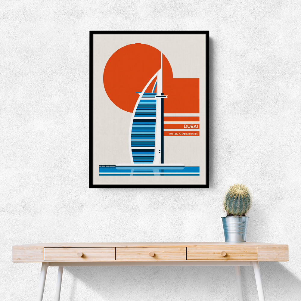 Dubai Burj Al Arab Minimalist Retro Travel Print