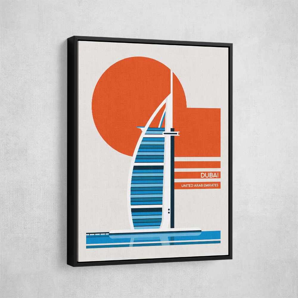 Dubai Burj Al Arab Minimalist Retro Travel Print