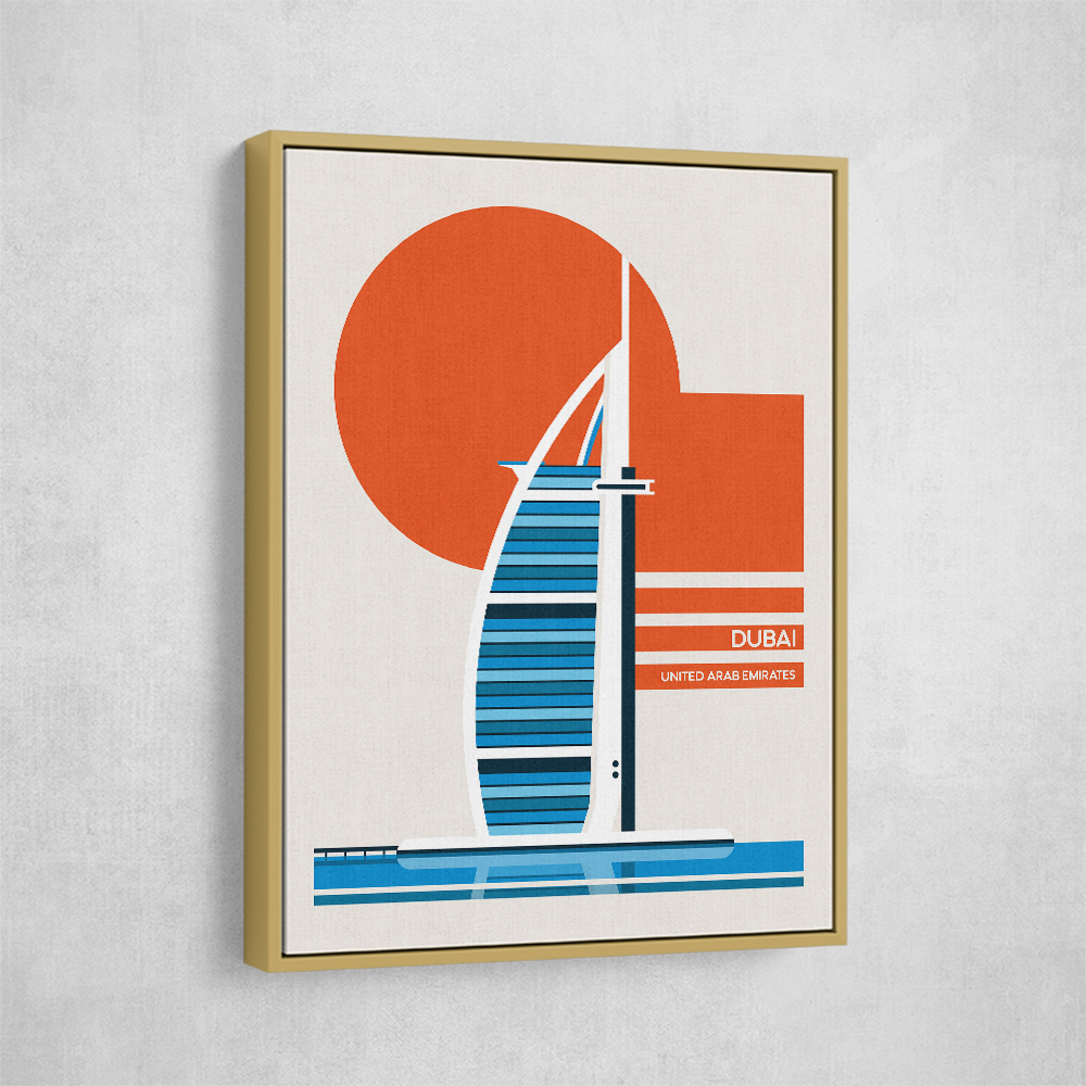 Dubai Burj Al Arab Minimalist Retro Travel Print