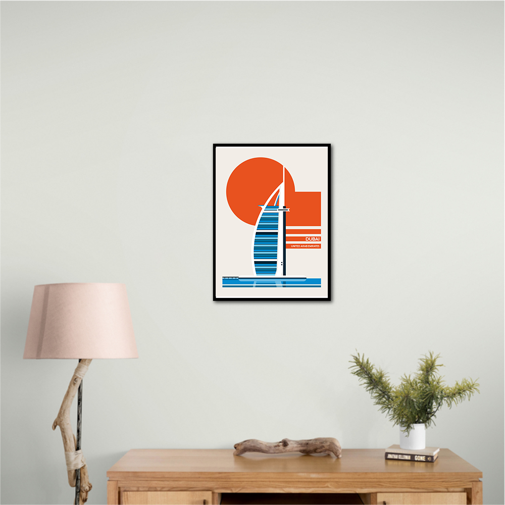 Dubai Burj Al Arab Minimalist Retro Travel Print