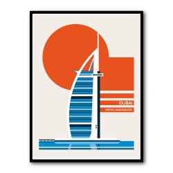 Dubai Burj Al Arab Minimalist Retro Travel Print