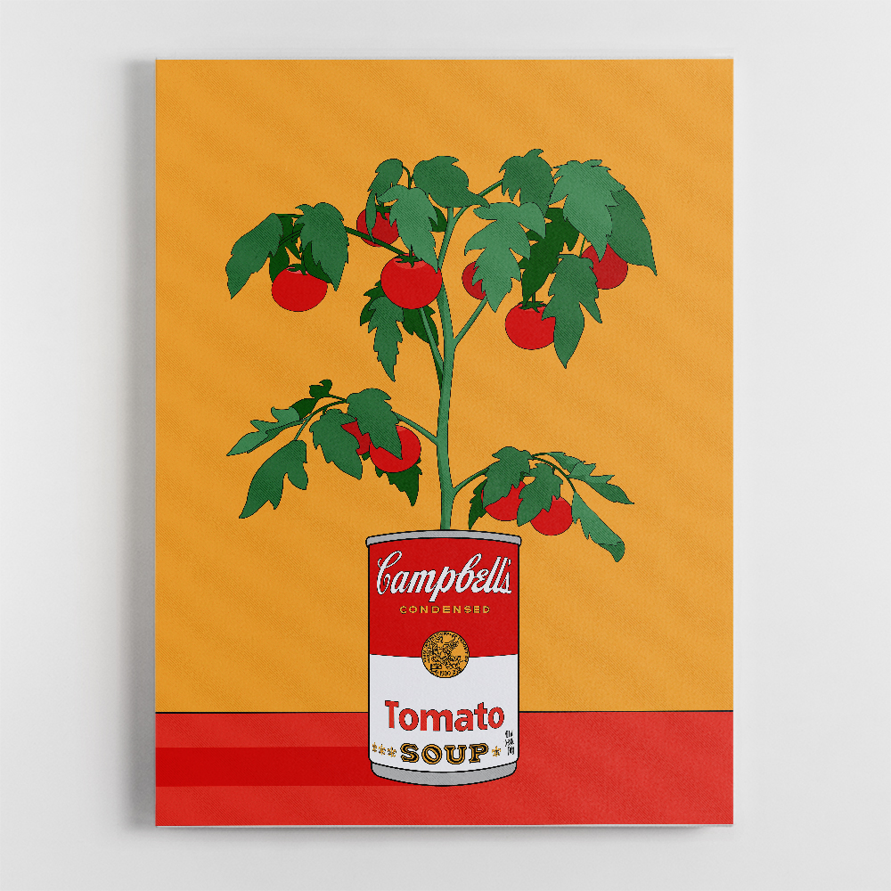 Campbells Soup Tomato Plant Retro Illustration