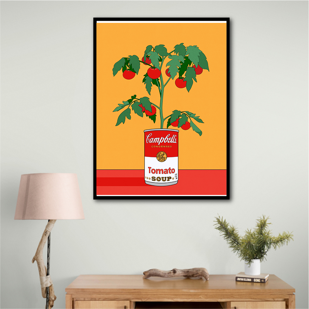 Campbells Soup Tomato Plant Retro Illustration