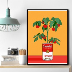 Campbells Soup Tomato Plant Retro Illustration