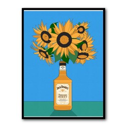 Sunflowers in Honey Whiskey Retro Illustration