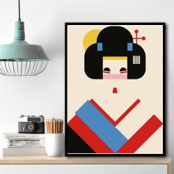 Geisha Girl Geometric Illustration