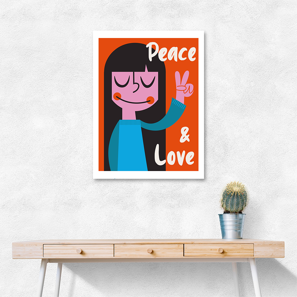 Peace a Love Mid Century Illustration