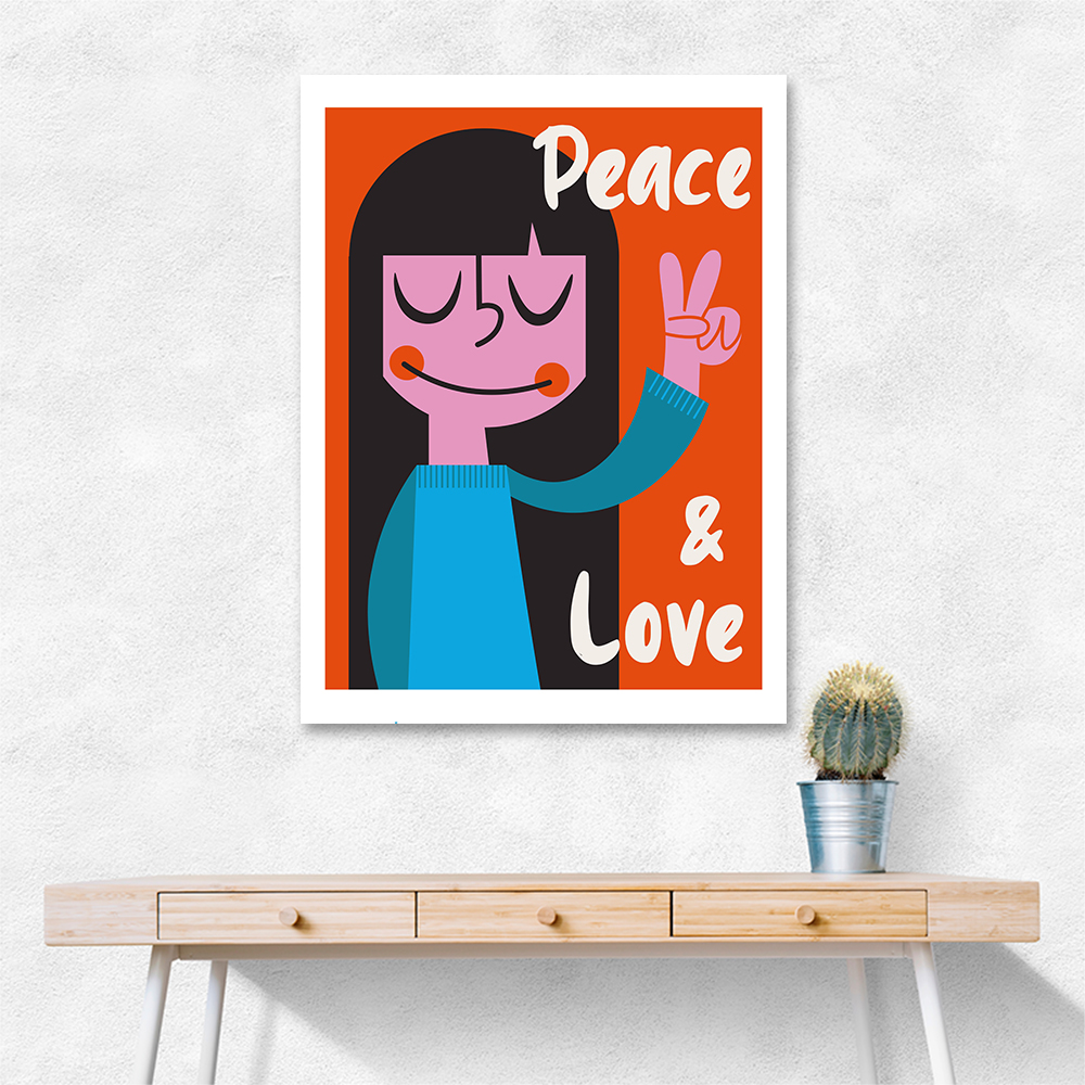 Peace a Love Mid Century Illustration