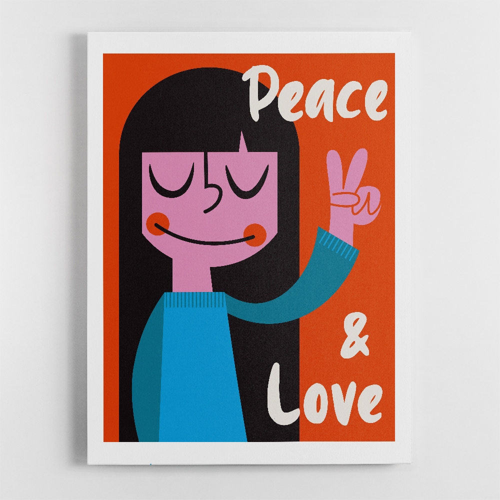 Peace a Love Mid Century Illustration