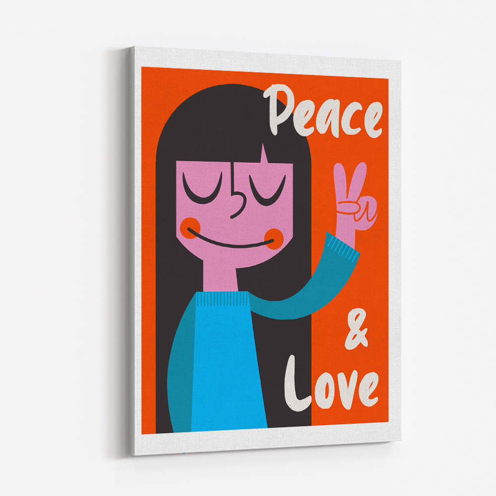 Peace a Love Mid Century Illustration