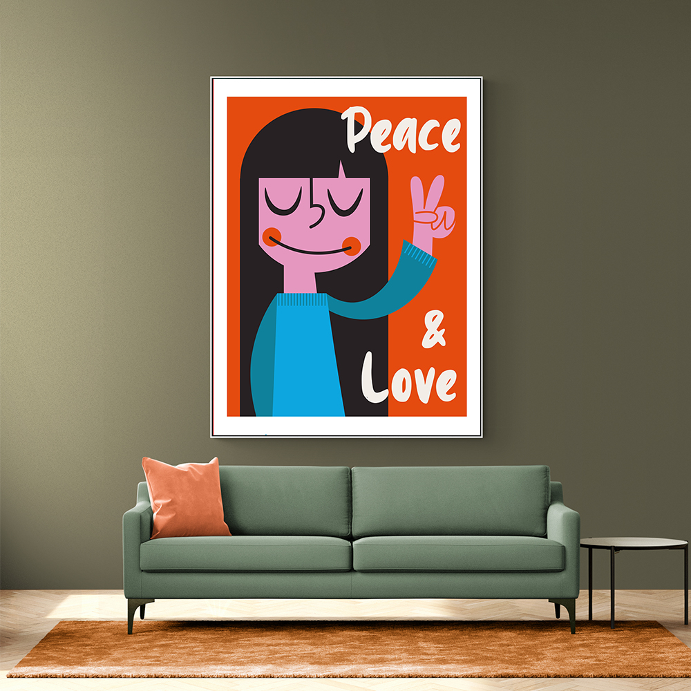 Peace a Love Mid Century Illustration