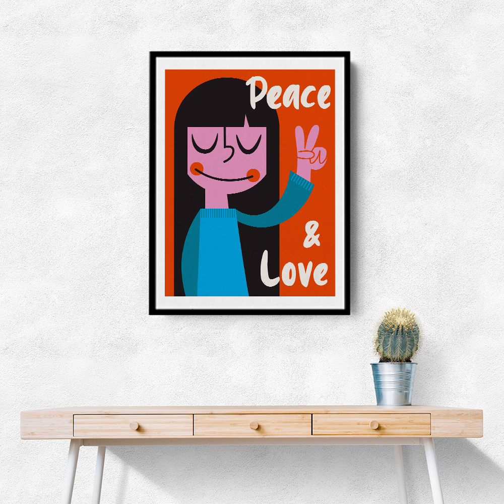 Peace a Love Mid Century Illustration