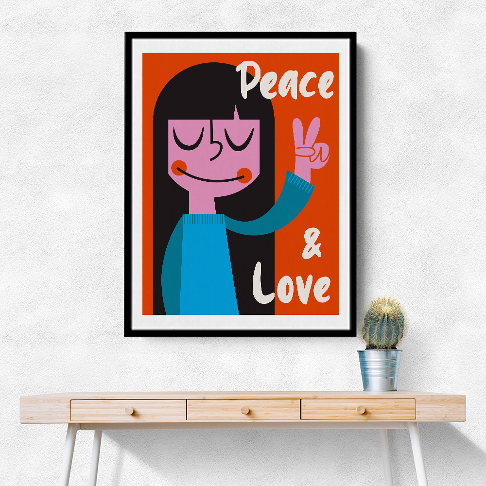 Peace a Love Mid Century Illustration