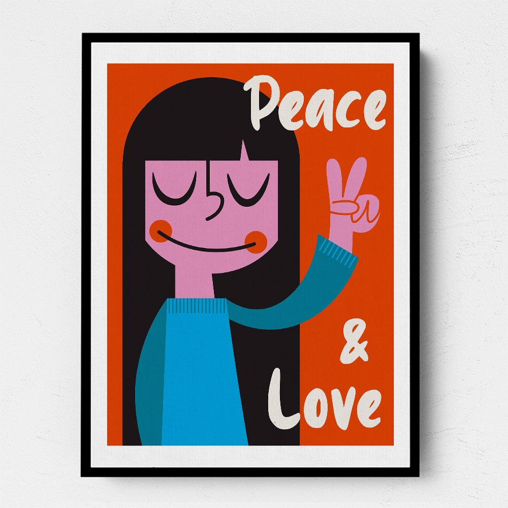 Peace a Love Mid Century Illustration