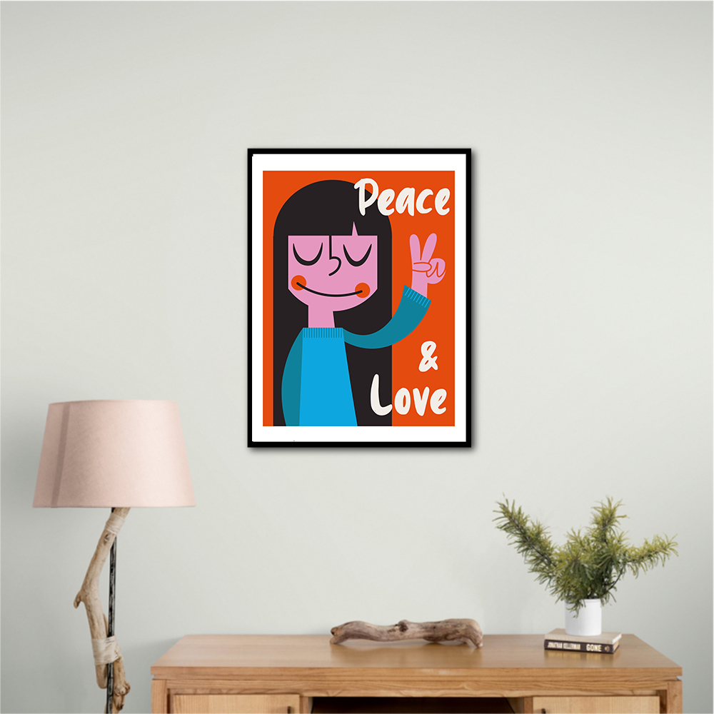 Peace a Love Mid Century Illustration