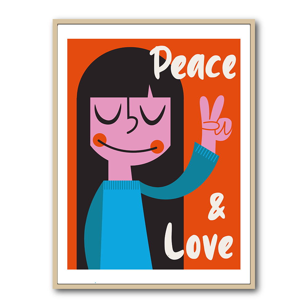 Peace a Love Mid Century Illustration