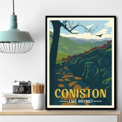 Coniston Lake District Travel Print