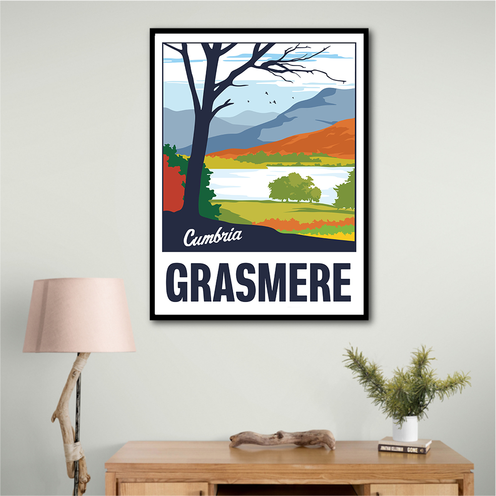 Grasmere Lake District Travel Print Grasmere Lake District Travel Print