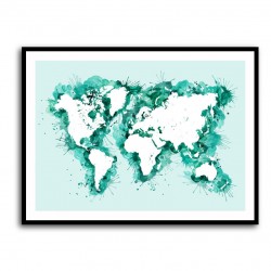 Teal strokes world map