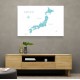 Aquamarine watercolor Japan map