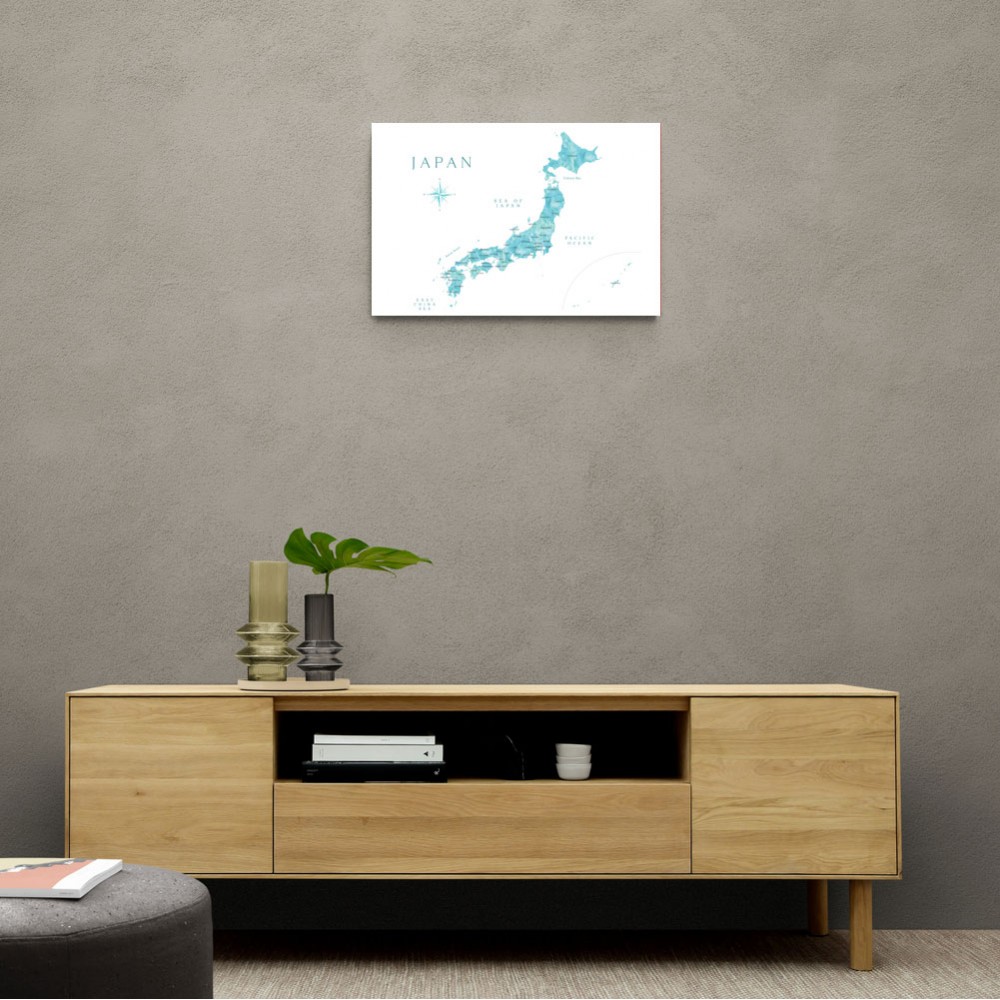 Aquamarine watercolor Japan map