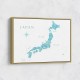 Aquamarine watercolor Japan map