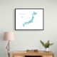 Aquamarine watercolor Japan map