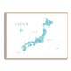 Aquamarine watercolor Japan map
