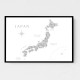 Gray watercorlor map of Japan