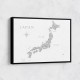 Gray watercorlor map of Japan