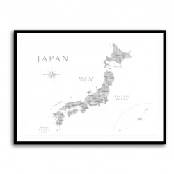 Gray watercorlor map of Japan