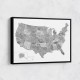 Gray watercolor map of the US
