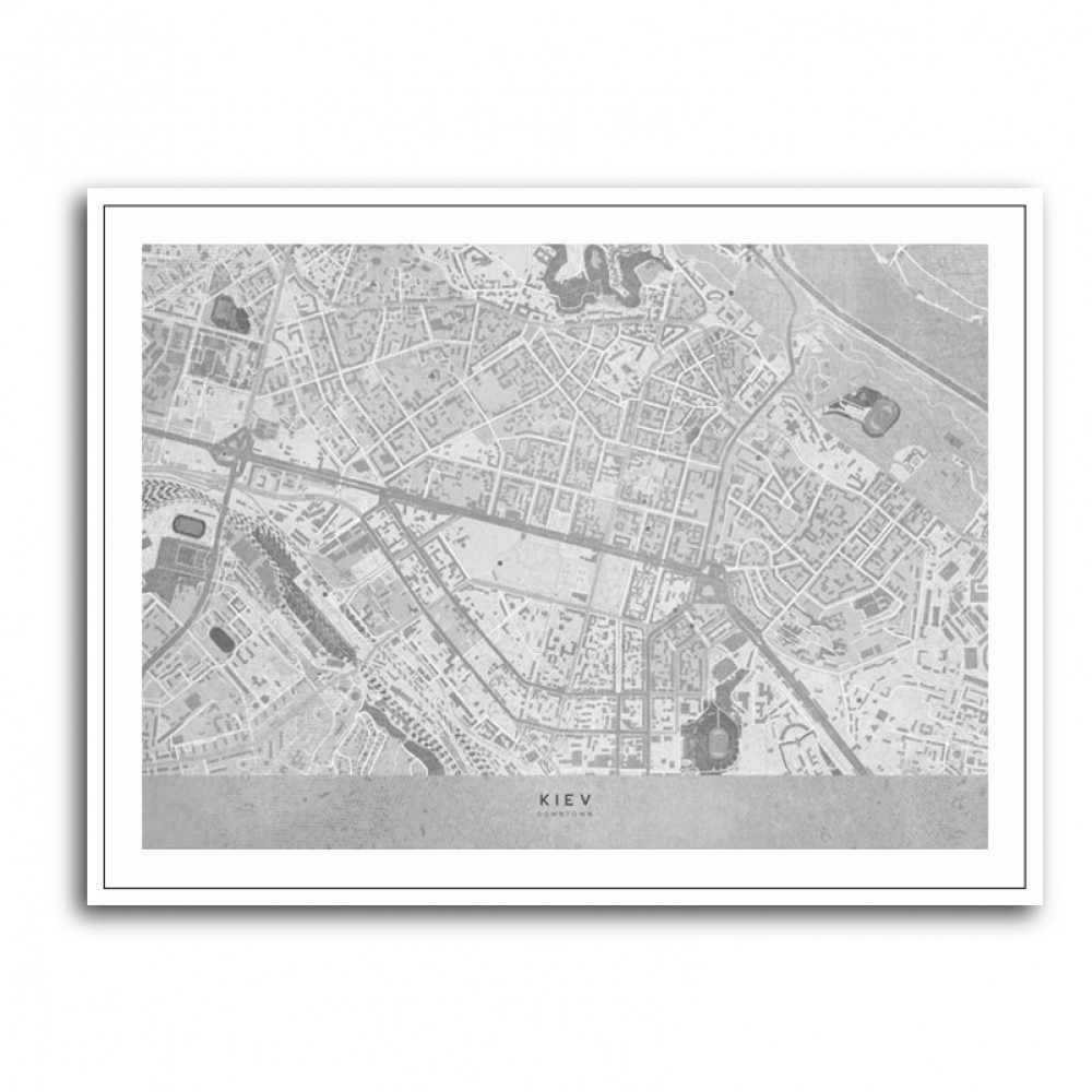 Gray Map of Kiev Downtown