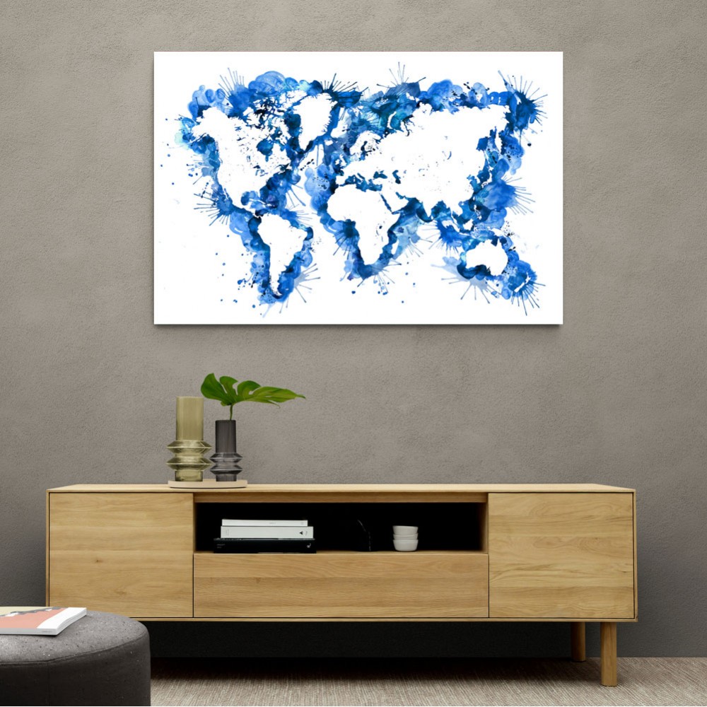 Blue Strokes World Map