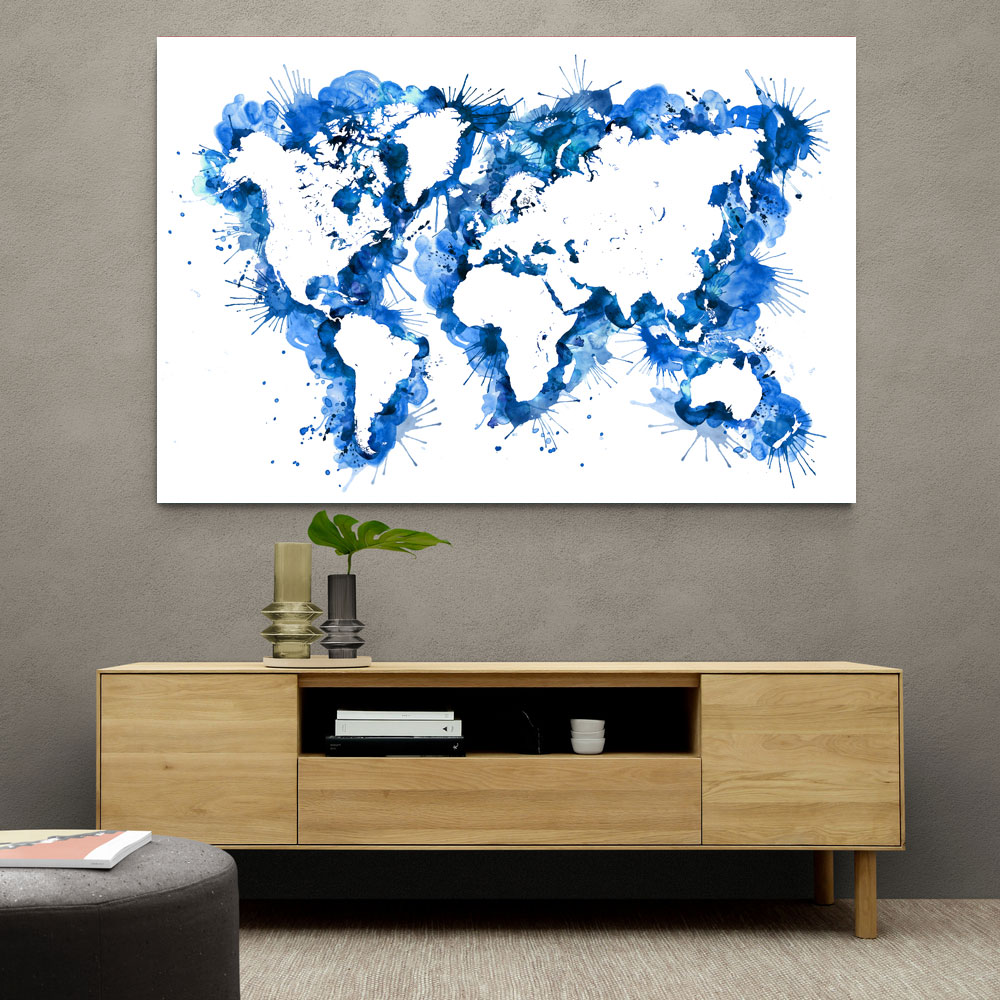 Blue Strokes World Map