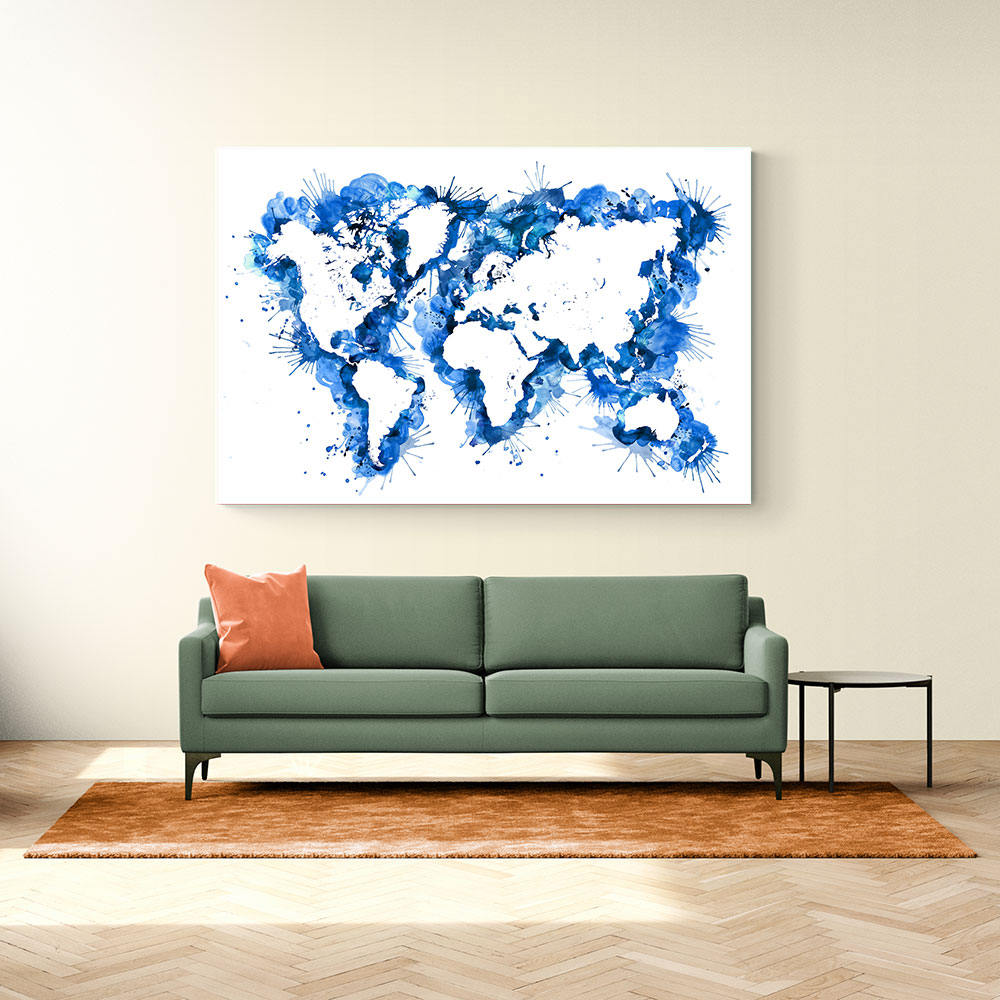 Blue Strokes World Map