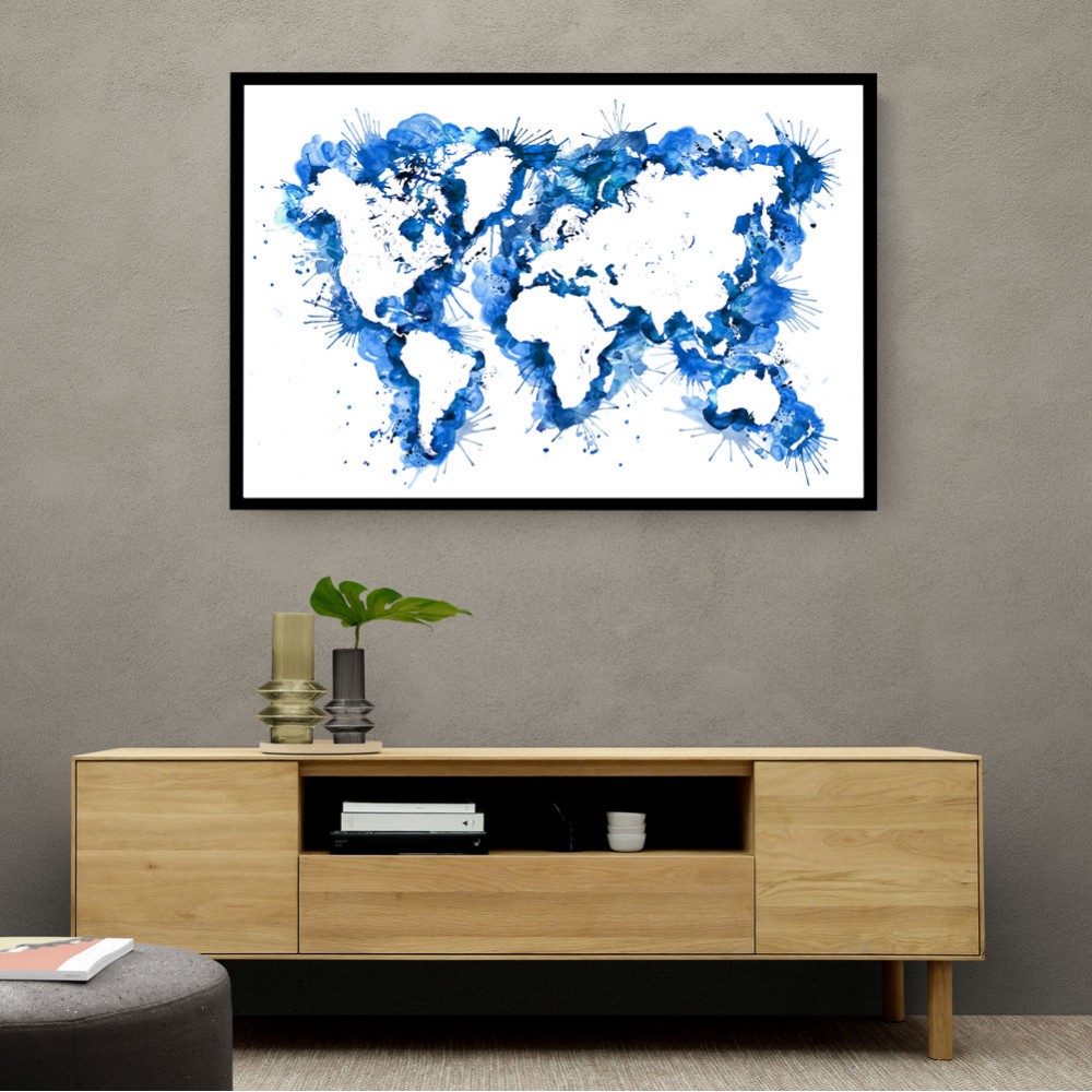 Blue Strokes World Map