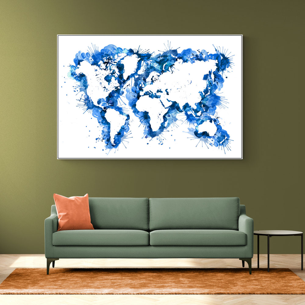 Blue Strokes World Map