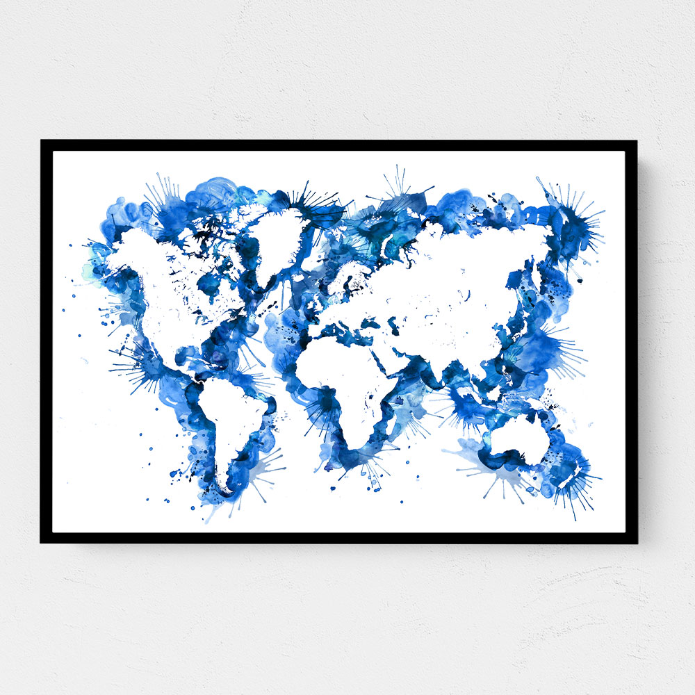 Blue Strokes World Map