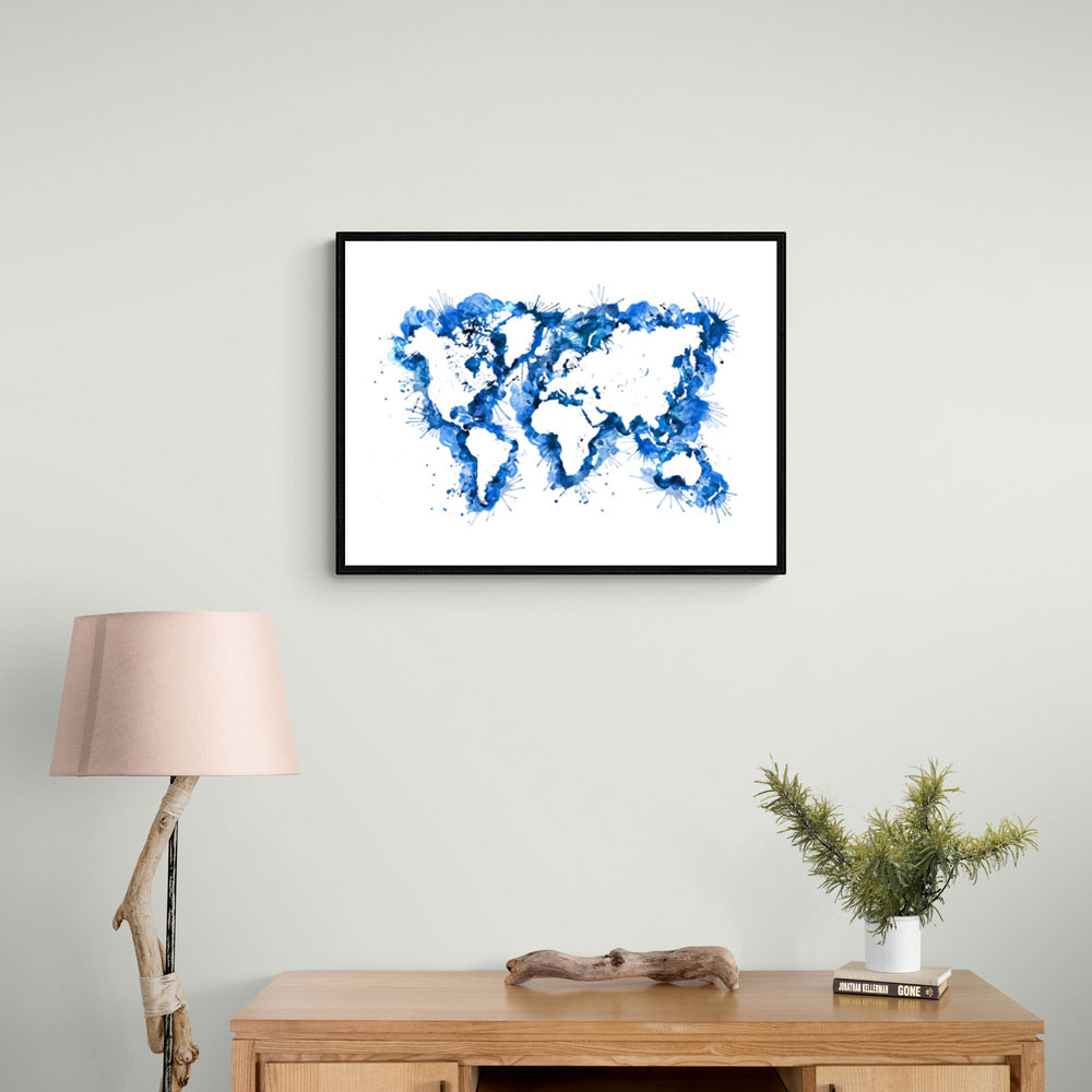 Blue Strokes World Map