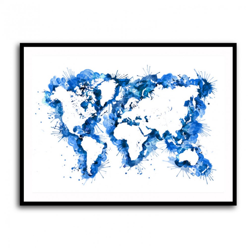 Blue Strokes World Map